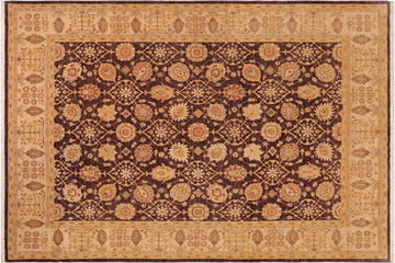 handmade Transitional Kafkaz Chobi Ziegler Aubergine Beige Hand Knotted RECTANGLE 100% WOOL area rug 8 x 9